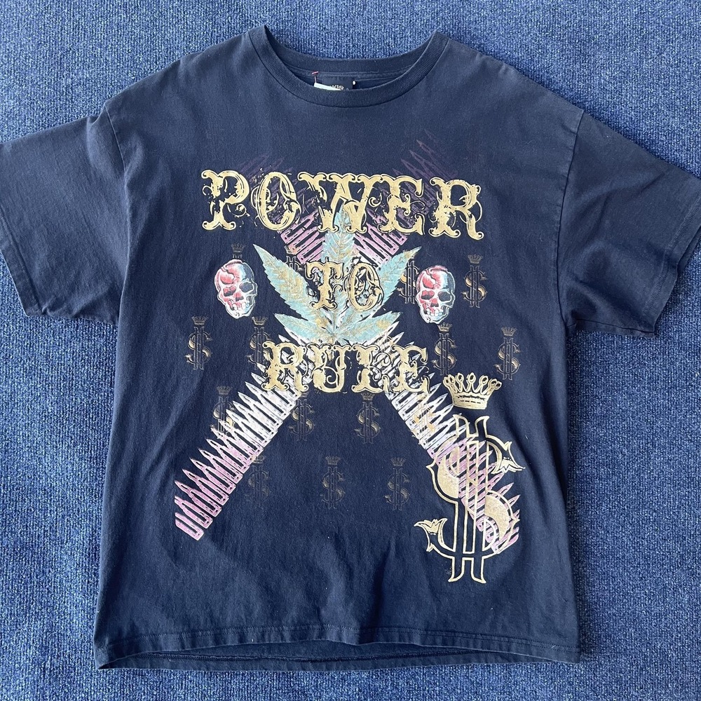 Dr Hood Shirt Mens 2XL Black Power To Rule Graphic Skull Marijuana